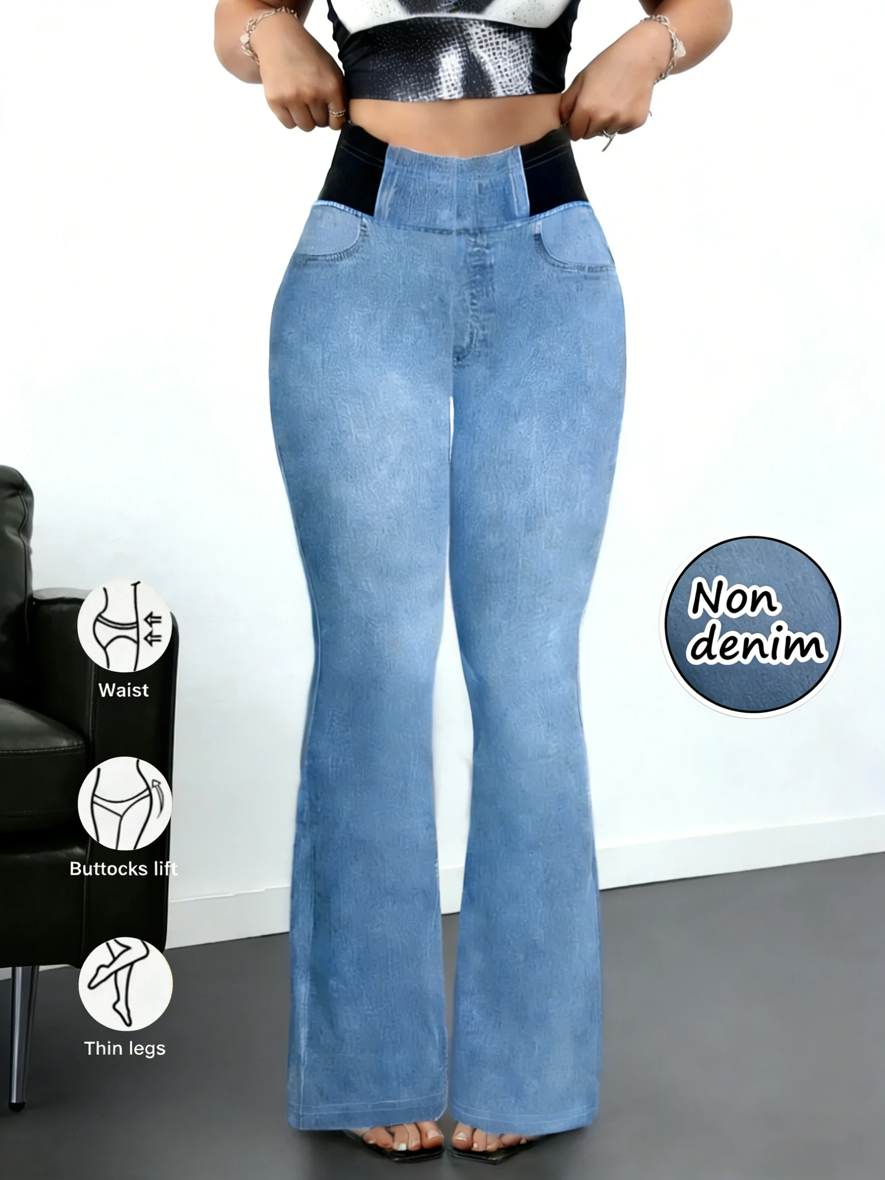 Women's Non-Denim High Waist Flared Jeans High Stretchy leggings Booty Lifting Casual Pants Trousers for Casual Streetwear
Women's Non-Denim High Waist Flared Jeans High Stretchy leggings Booty Lifting Casual Pants Trousers for Casual Streetwear