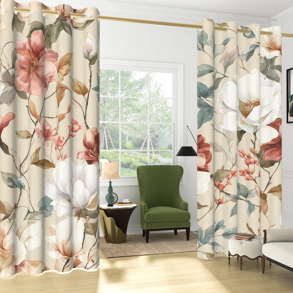 Vintage Floral Print Blackout Curtains with Grommets, Watercolor Flower Thermal Insulated Drapes, Light Blocking Window Curtains
Vintage Floral Print Blackout Curtains with Grommets, Watercolor Flower Thermal Insulated Drapes, Light Blocking Window Curtains