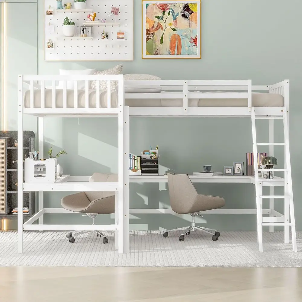 Harper & Bright Designs Twin Size Double Lot Bed with L-Shaped Desks, Lot Bed with Desks & Slant Ladder or Kids Teens Adults, St
Harper & Bright Designs Twin Size Double Lot Bed with L-Shaped Desks, Lot Bed with Desks & Slant Ladder or Kids Teens Adults, St