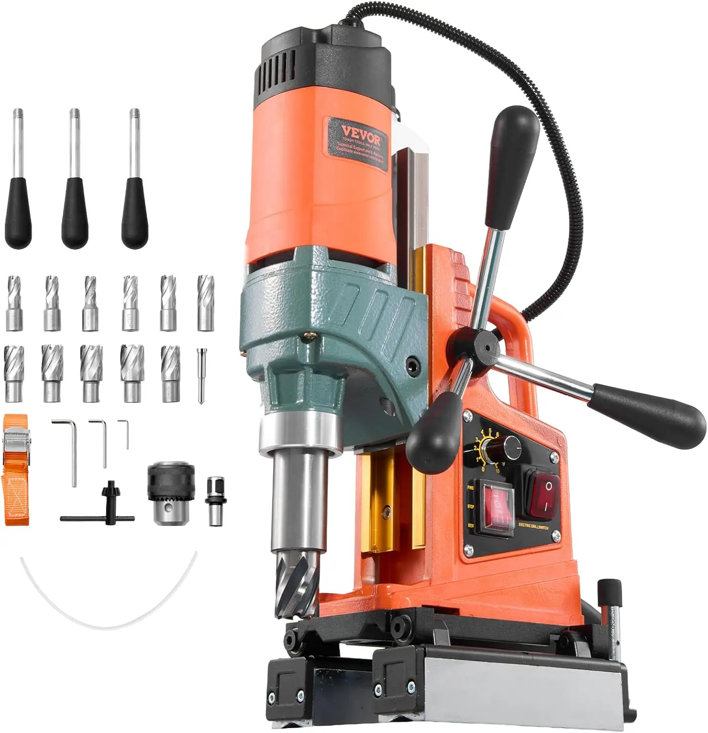 Magnetic Drill Press 1400 W 2 inch Boring Diameter 0 750 RPM Speed Reversible Direction Mag Drill Press with 11 Core Bits
Magnetic Drill Press 1400 W 2 inch Boring Diameter 0 750 RPM Speed Reversible Direction Mag Drill Press with 11 Core Bits
