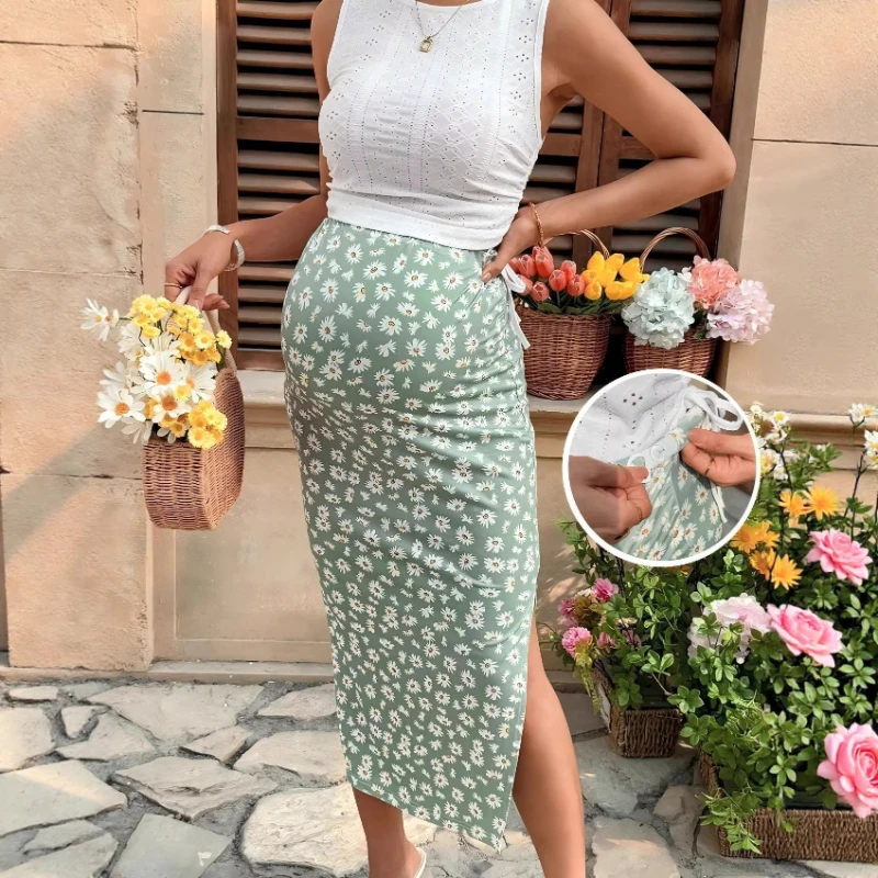 Pregnant Women's Summer New Printed Short Skirt with Adjustable Waist Slit Design Pregnant Women's Half Skirt
Pregnant Women's Summer New Printed Short Skirt with Adjustable Waist Slit Design Pregnant Women's Half Skirt