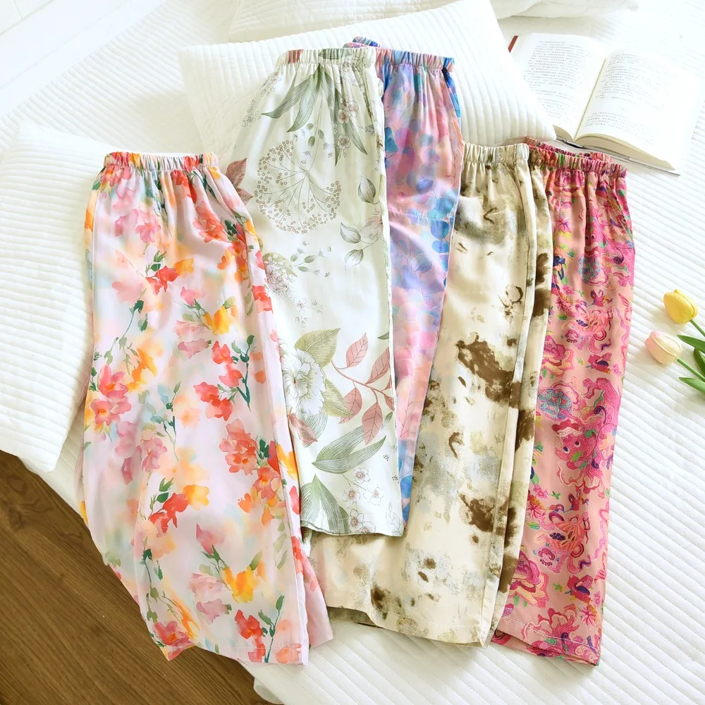 Summer Pajama Pants Home Thin Floral Print Sleep Pj Bottoms Night Wear for Ladies Comfortable Sleepwear Casual Homewear Pants
Summer Pajama Pants Home Thin Floral Print Sleep Pj Bottoms Night Wear for Ladies Comfortable Sleepwear Casual Homewear Pants