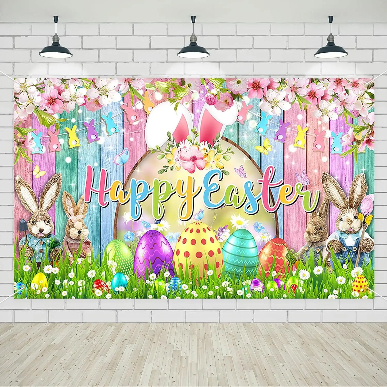 Happy Easter Banner Backdrop Colorful Wood Photography Backdrop Bunny Egg Grassland Background for Jesus Easter Spring Party
Happy Easter Banner Backdrop Colorful Wood Photography Backdrop Bunny Egg Grassland Background for Jesus Easter Spring Party