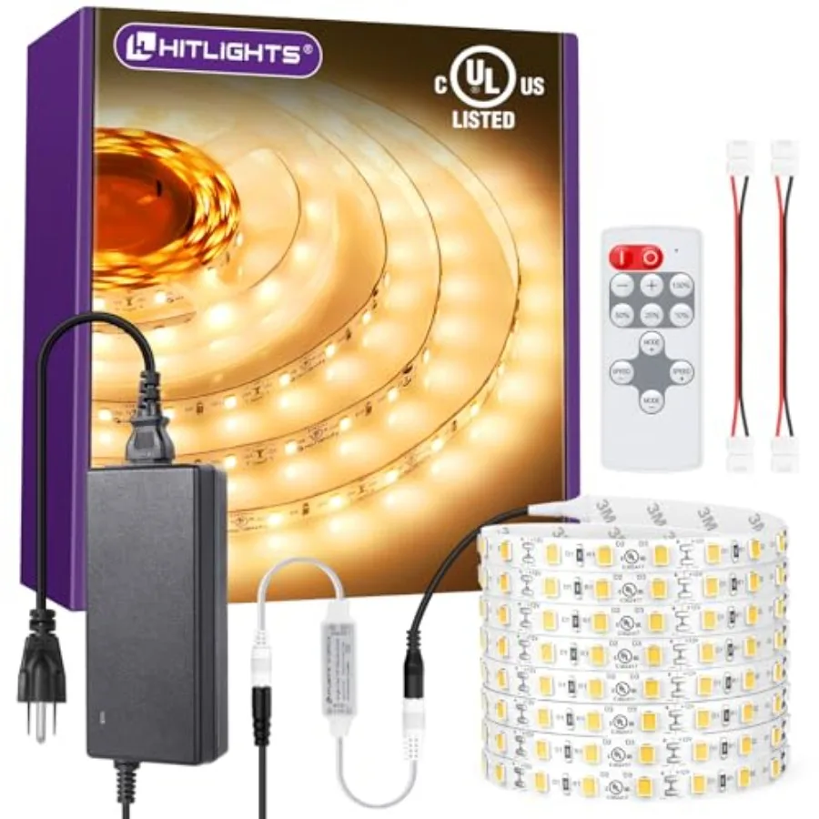 LED Strip Lights Kit 16.4ft Dimmable Tape Light with Controller 12V Power Supply 600 LEDs/Reel 300LM/Feet Flexible Rope Lights
LED Strip Lights Kit 16.4ft Dimmable Tape Light with Controller 12V Power Supply 600 LEDs/Reel 300LM/Feet Flexible Rope Lights