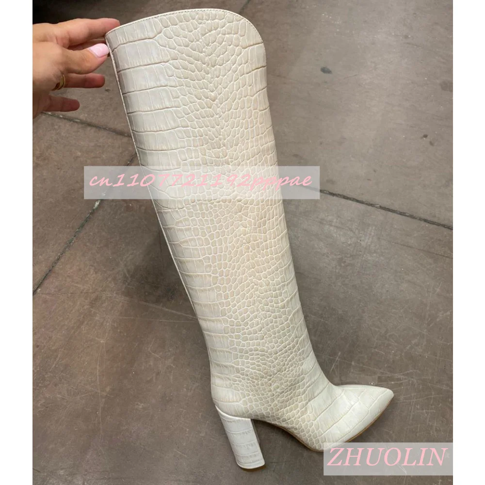 Зимние сапоги до колена на толстом каблуке с крокодиловым узором, женские прямые сапоги из натуральной кожи с острым носком, модные вечерние высокие сапоги 46
Зимние сапоги до колена на толстом каблуке с крокодиловым узором, женские прямые сапоги из натуральной кожи с острым носком, модные вечерние высокие сапоги 46