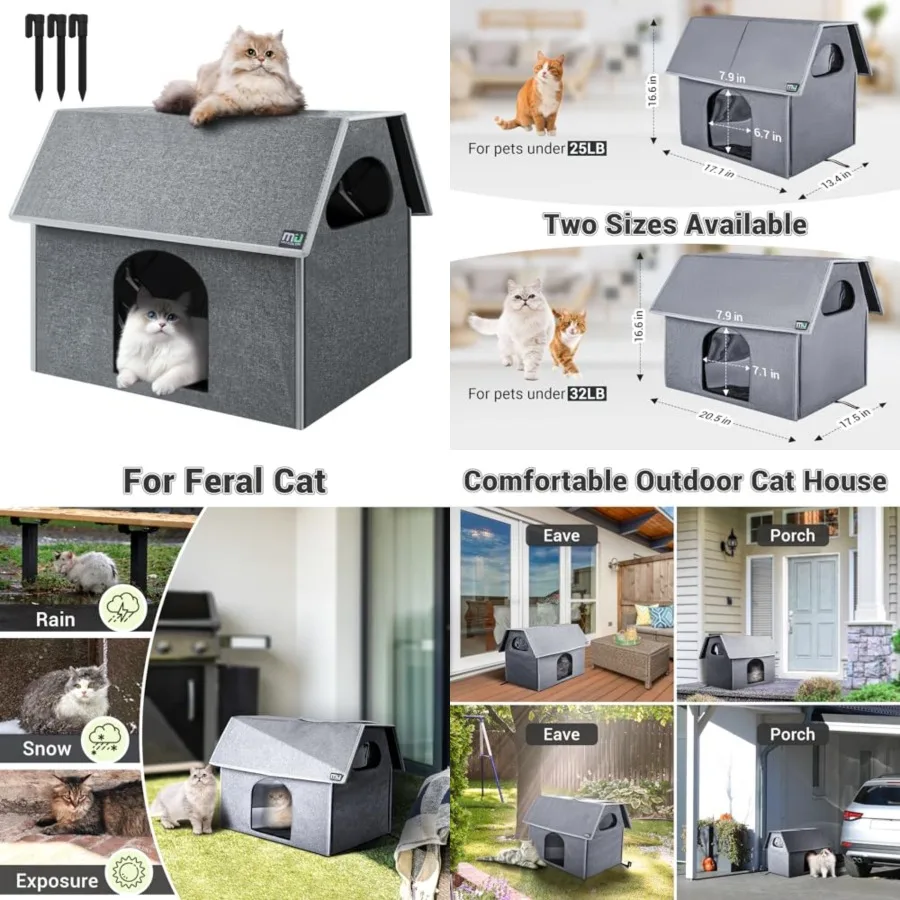 Outdoor Cat House, Weatherproof Cat Houses for Outdoor Cats, Warm Feral Cat Shelter with Removable Soft Mat, Big Cat Bed, 20.5"
Outdoor Cat House, Weatherproof Cat Houses for Outdoor Cats, Warm Feral Cat Shelter with Removable Soft Mat, Big Cat Bed, 20.5"