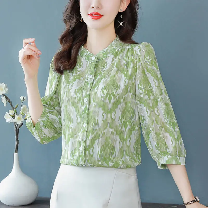 Floral Print Chiffon Shirt Women's Summer 2026 New Fashion Small Top Seven Sleeve Tops Regular Fit Round Neck
Floral Print Chiffon Shirt Women's Summer 2026 New Fashion Small Top Seven Sleeve Tops Regular Fit Round Neck