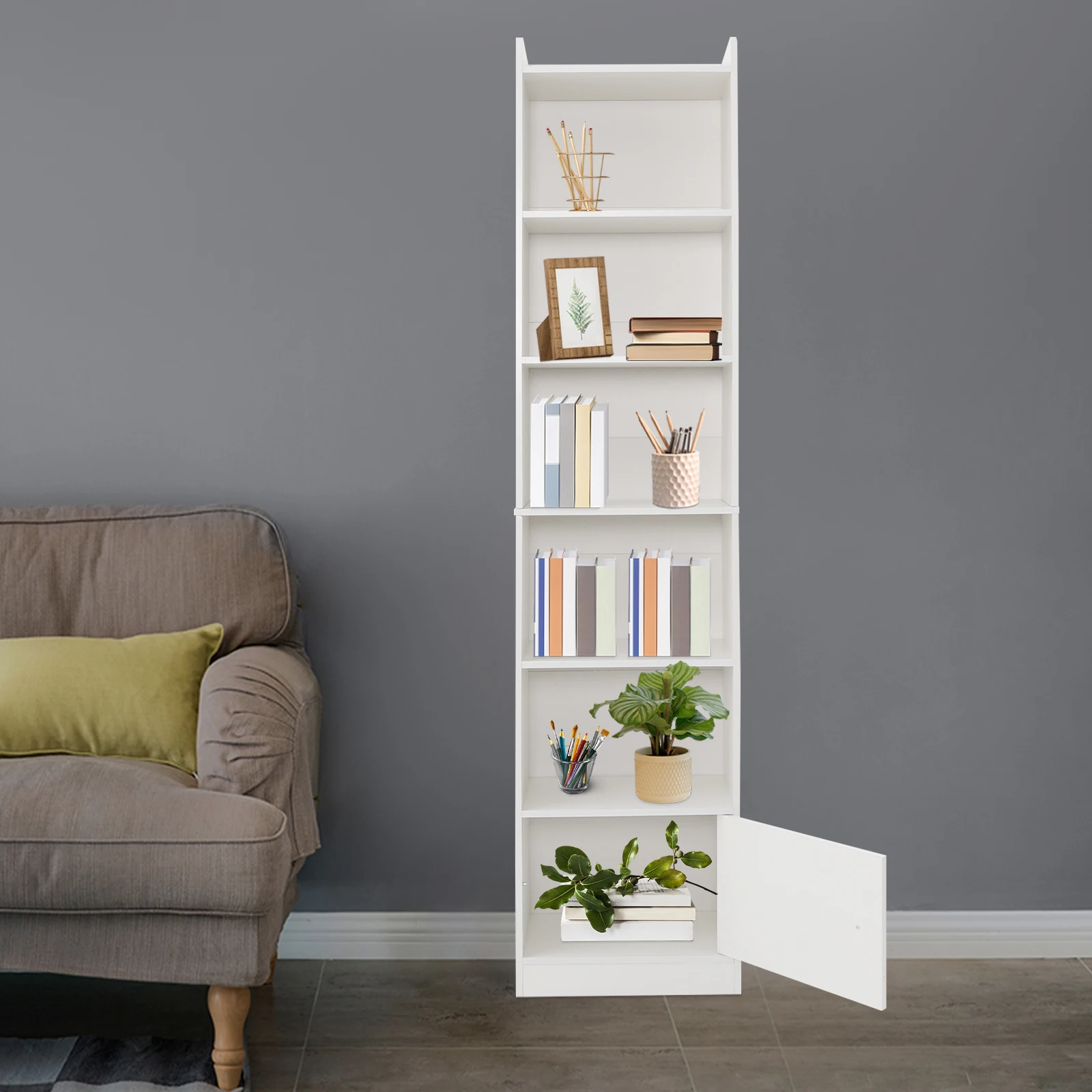 Warm White Density Board Six Layer Storage Rack With Door 40x181cm Narrow Corner Shelf Free Standing Storage Cabinet For Bedroom
Warm White Density Board Six Layer Storage Rack With Door 40x181cm Narrow Corner Shelf Free Standing Storage Cabinet For Bedroom