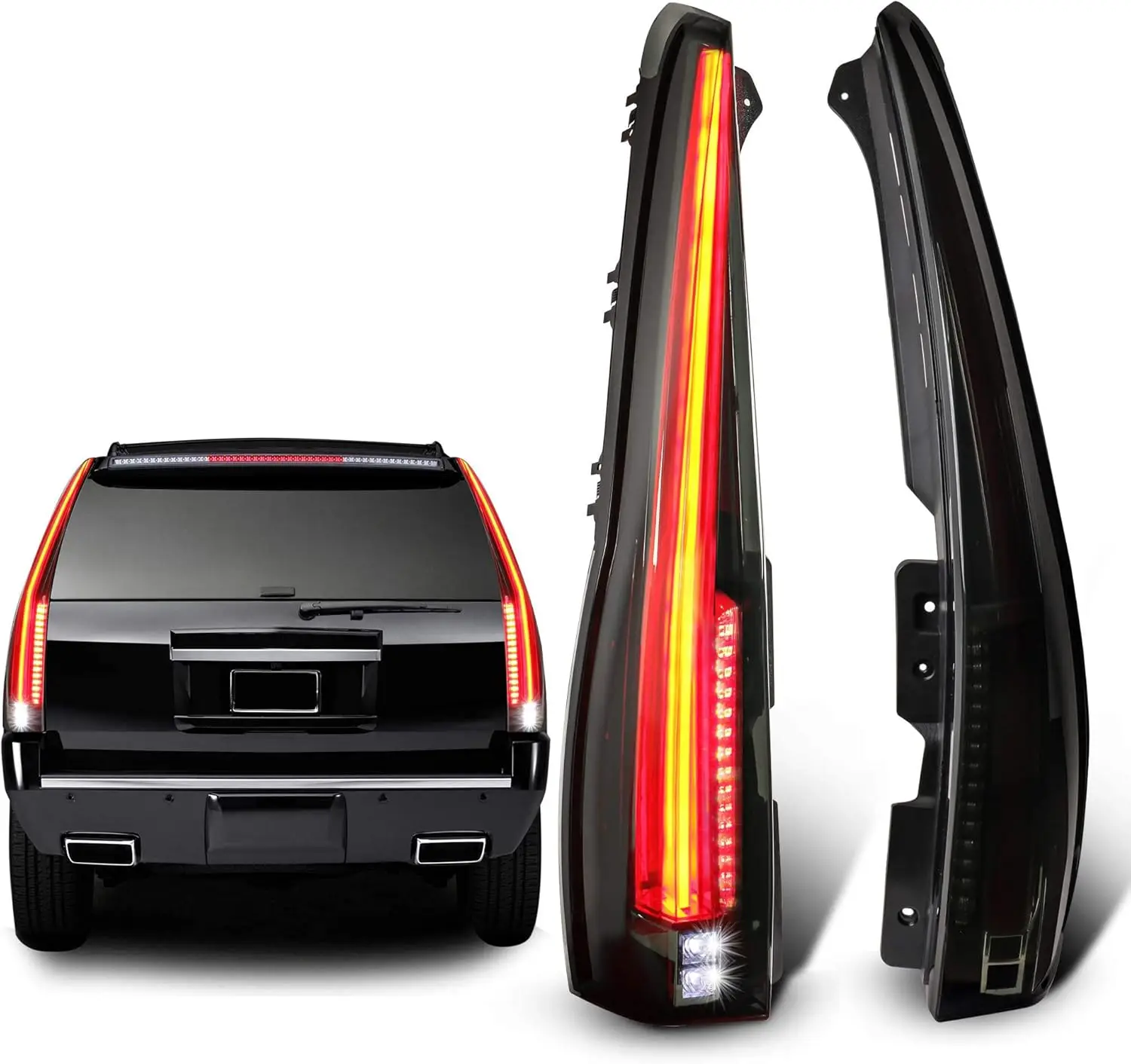 LED Tail Lights Assembly Rear Compatible for Cadillac 2007-2014 ESV Rear Lamp Assembly with Red Turn Light (Smoke Tinted)
LED Tail Lights Assembly Rear Compatible for Cadillac 2007-2014 ESV Rear Lamp Assembly with Red Turn Light (Smoke Tinted)