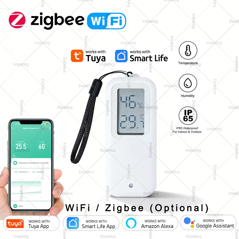 Датчик температуры и влажности Tuya WiFi Zigbee, водонепроницаемый IP65 с цифровым ЖК-экраном, для Smart Life, голосовое управление Alexa, Google Assistant
Датчик температуры и влажности Tuya WiFi Zigbee, водонепроницаемый IP65 с цифровым ЖК-экраном, для Smart Life, голосовое управление Alexa, Google Assistant