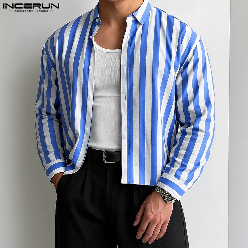 Men Striped Shirt Lapel Long Sleeve Button Casual Men Clothing 2025 Loose Shirts Streetwear Fashion Male Crop Tops S-5XL INCERUN
Men Striped Shirt Lapel Long Sleeve Button Casual Men Clothing 2025 Loose Shirts Streetwear Fashion Male Crop Tops S-5XL INCERUN