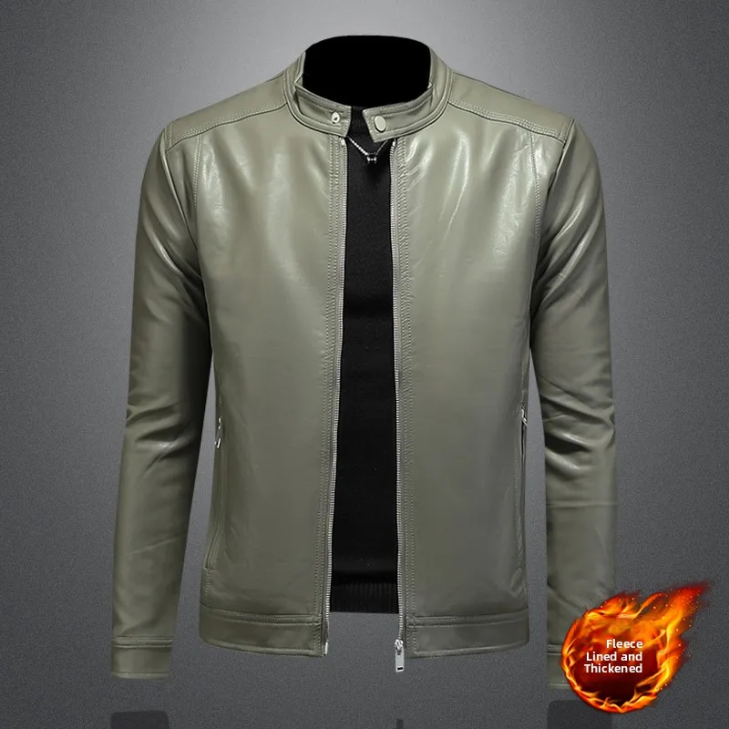 Slim Fit Cotton Lined Motorcycle Leather Jaet Men's Stand Collar Biker Coat Trendy Casual Warm Thiened Autumn Winter New
Slim Fit Cotton Lined Motorcycle Leather Jaet Men's Stand Collar Biker Coat Trendy Casual Warm Thiened Autumn Winter New