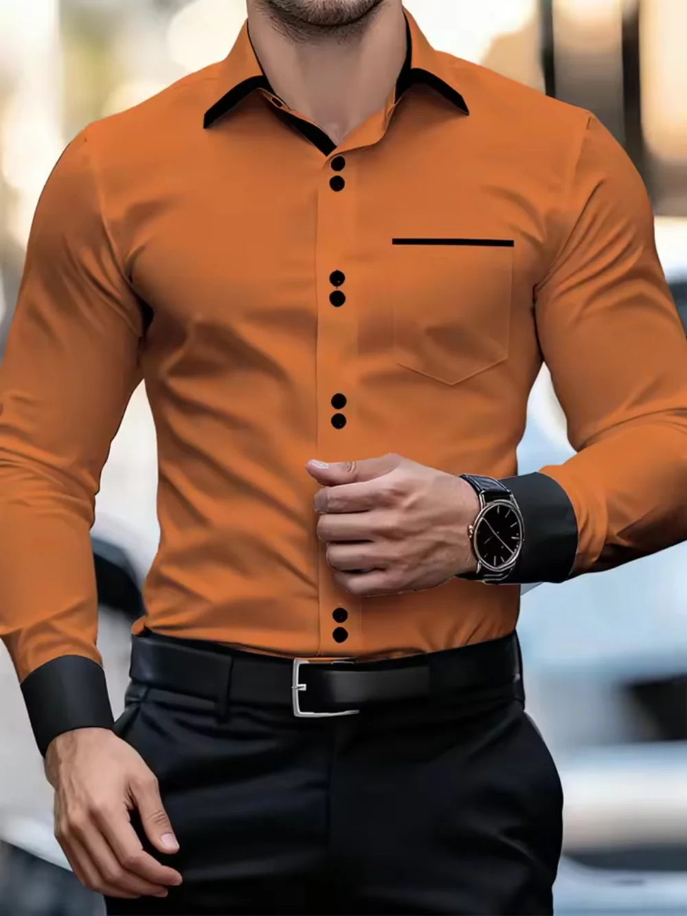 New men's lapel long sleeved shirt, long sleeved, casual, classic, spliced, elastic, men's business office suit plus size shirt
New men's lapel long sleeved shirt, long sleeved, casual, classic, spliced, elastic, men's business office suit plus size shirt