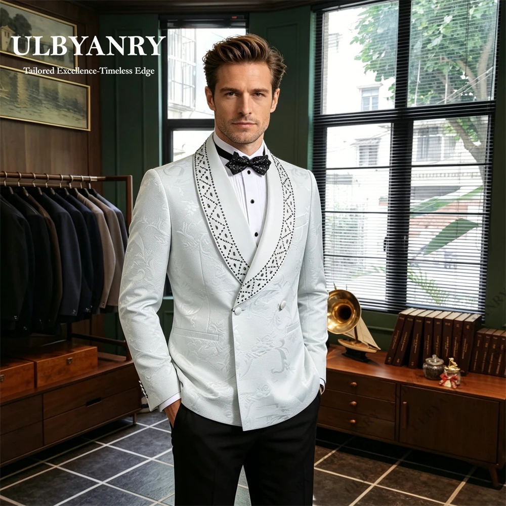 ULBYANRY Wedding Suit for Groom Two Pieces Slim Fitting Formal Suits Jacket Pants Two Buttons Shawl Collar with Crystals Suit
ULBYANRY Wedding Suit for Groom Two Pieces Slim Fitting Formal Suits Jacket Pants Two Buttons Shawl Collar with Crystals Suit