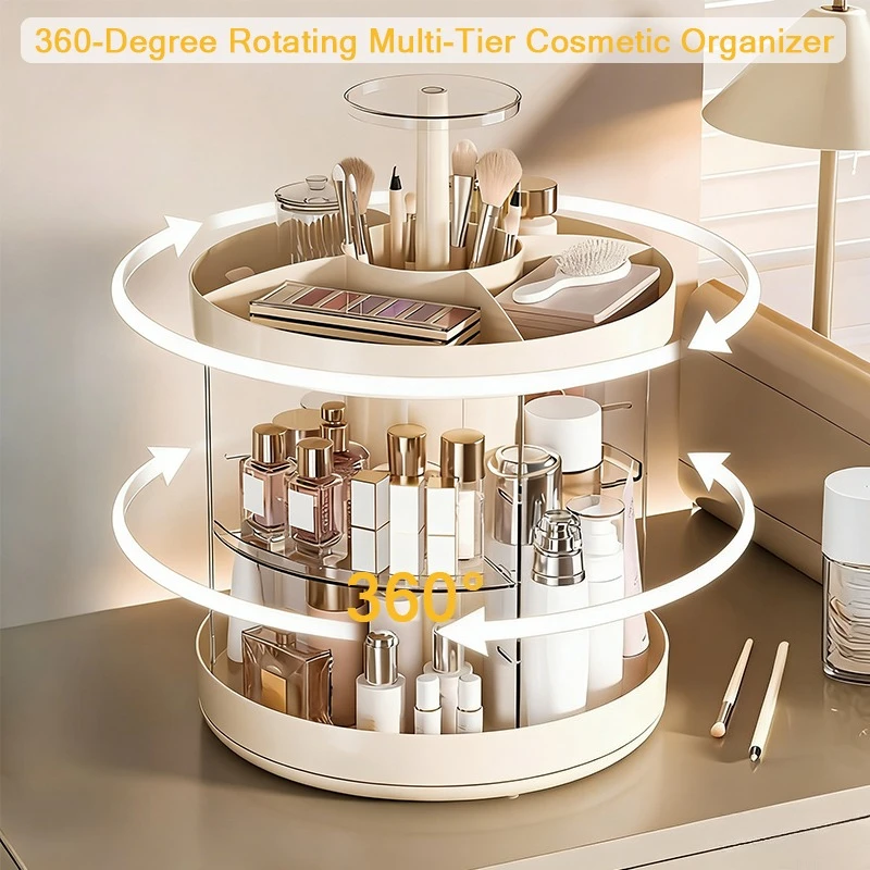 360-Degree Rotating Multi-Tier Cosmetic Organizer with Pop-Up Top Beige PVC Makeup Storage&Beauty Product Holder DrawerOrganizer
360-Degree Rotating Multi-Tier Cosmetic Organizer with Pop-Up Top Beige PVC Makeup Storage&Beauty Product Holder DrawerOrganizer