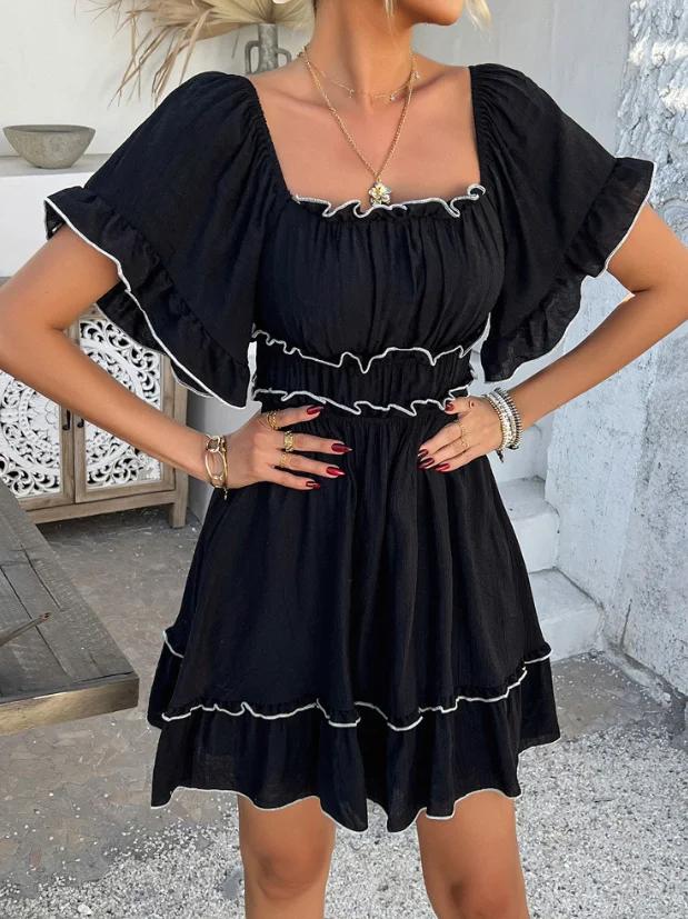 Summer Women's Vacation Casual Short Sleeve A-Line Dress Female Clothing Temperament Commuting Women Sweet High Waist Dresses
Summer Women's Vacation Casual Short Sleeve A-Line Dress Female Clothing Temperament Commuting Women Sweet High Waist Dresses