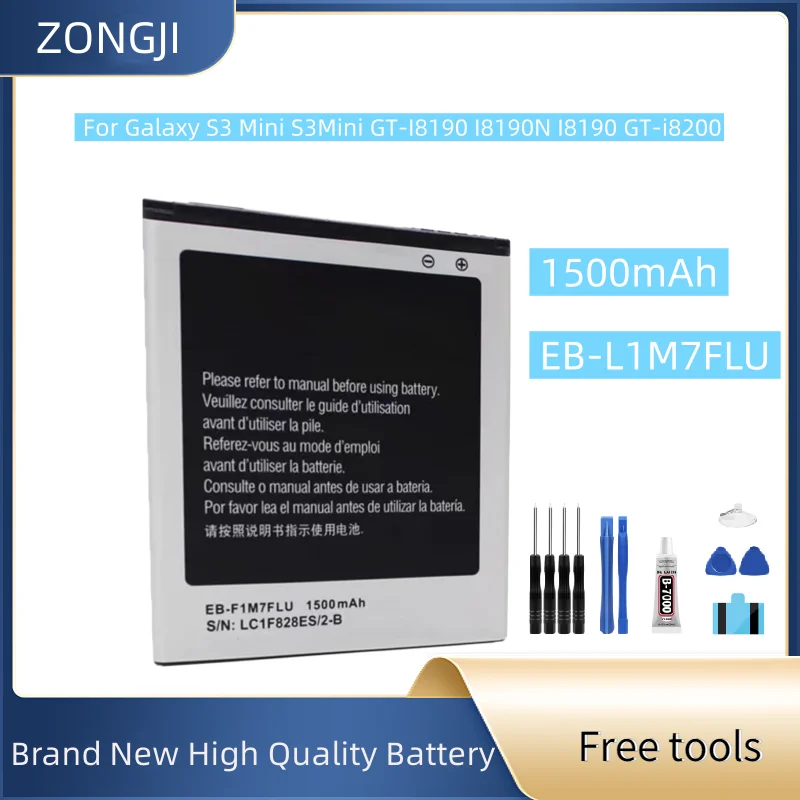 Новый аккумулятор EB-L1M7FLU 1500 мАч для Galaxy S3 Mini S3Mini GT-I8190 I8190N I8190 GT-i8200 аккумулятор мобильного телефона + бесплатные инструменты
Новый аккумулятор EB-L1M7FLU 1500 мАч для Galaxy S3 Mini S3Mini GT-I8190 I8190N I8190 GT-i8200 аккумулятор мобильного телефона + бесплатные инструменты