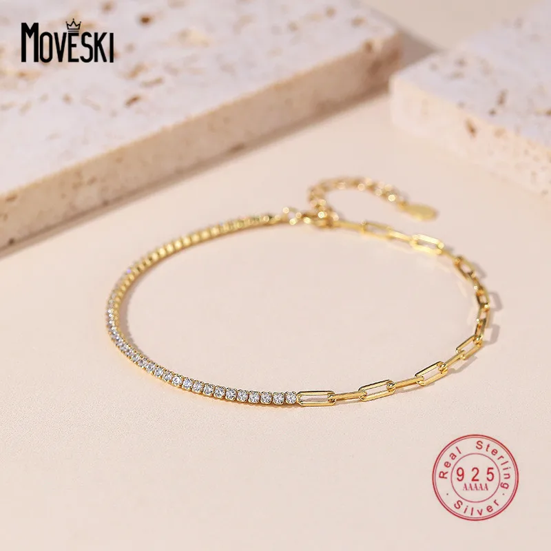 MOVESKI 925 Sterling Silver Asymmetric Pave Zircon Chain Bracelet Women Luxury Birthday Jewelry Gift
MOVESKI 925 Sterling Silver Asymmetric Pave Zircon Chain Bracelet Women Luxury Birthday Jewelry Gift