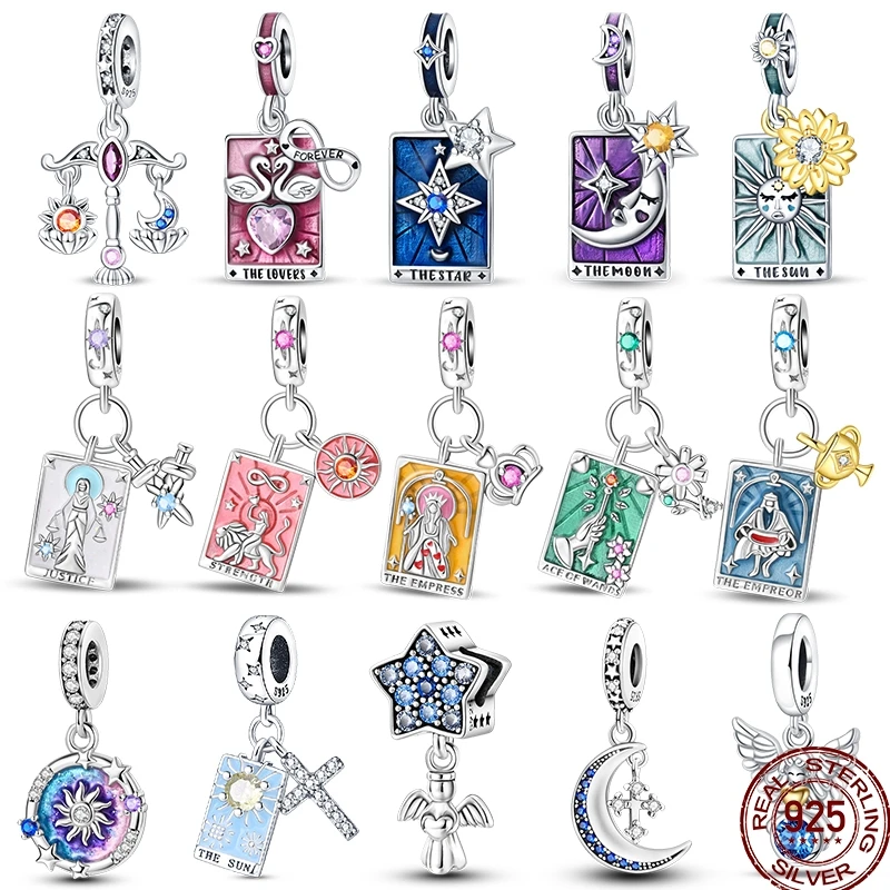 925 Sterling Silver Tarot Star Moon Sun Cross Bible Holy Blessing Amulet Beads Fit 3mm Pan 925 Original Bracelet DIY Gift
925 Sterling Silver Tarot Star Moon Sun Cross Bible Holy Blessing Amulet Beads Fit 3mm Pan 925 Original Bracelet DIY Gift