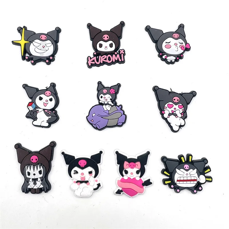 10Pcs Pack Sanrio Kuromi Series Shoe Charms for Clogs Bubble Slides Sandals PVC Shoe Decorations Buckle Accessories for Teen
10Pcs Pack Sanrio Kuromi Series Shoe Charms for Clogs Bubble Slides Sandals PVC Shoe Decorations Buckle Accessories for Teen