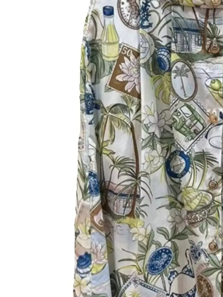Spring/Summer Women Tropical Botanical Print Front Slit Pleated Maxi Skirt High Waist A-Line Casual Vacation Long Skirt
Spring/Summer Women Tropical Botanical Print Front Slit Pleated Maxi Skirt High Waist A-Line Casual Vacation Long Skirt