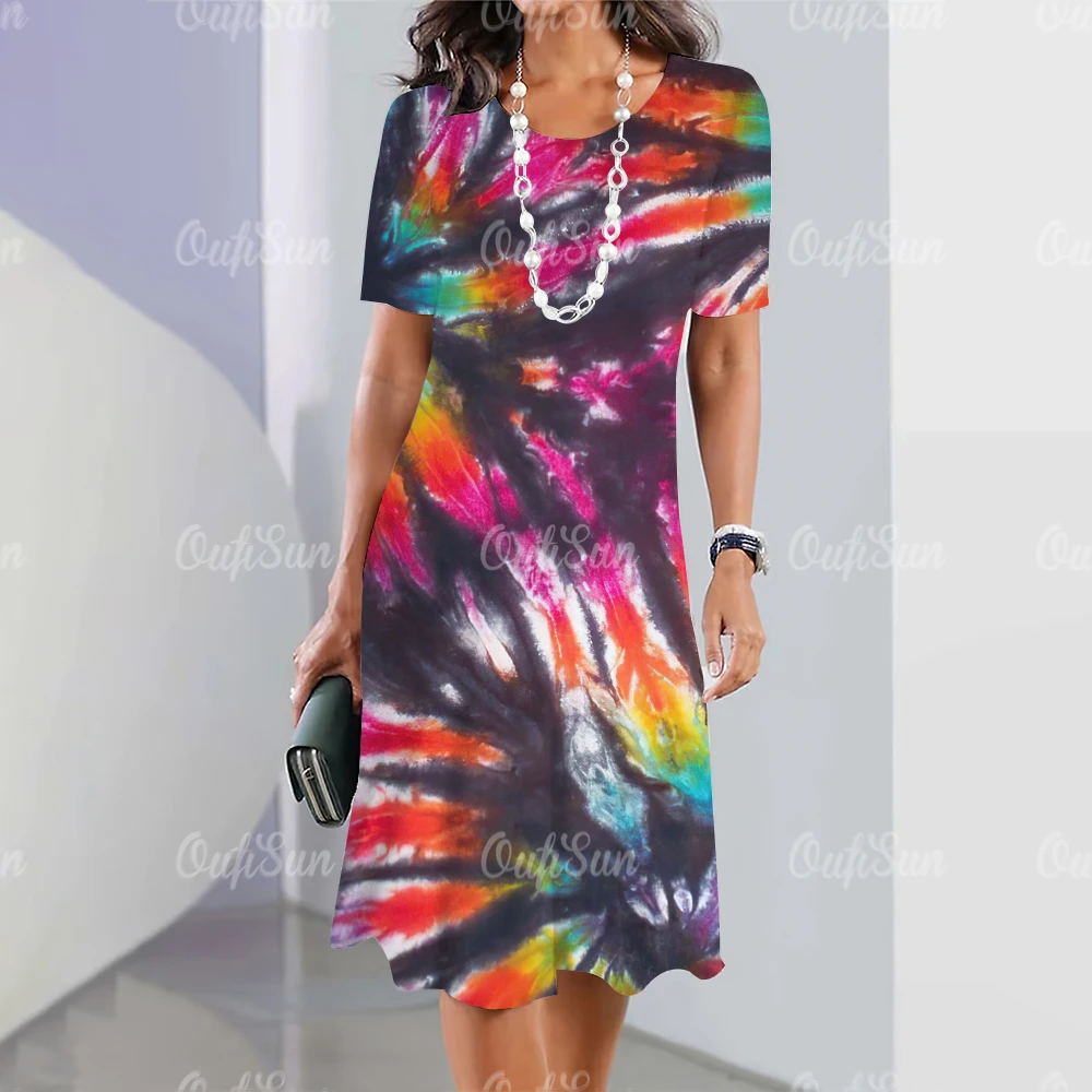 New Fashion Women's Dresses Tie-Dye Printing Elegant Leisure O-Neck Short-Sleeved Summer Dresses Big Size Women's Dresses S-5XL
New Fashion Women's Dresses Tie-Dye Printing Elegant Leisure O-Neck Short-Sleeved Summer Dresses Big Size Women's Dresses S-5XL