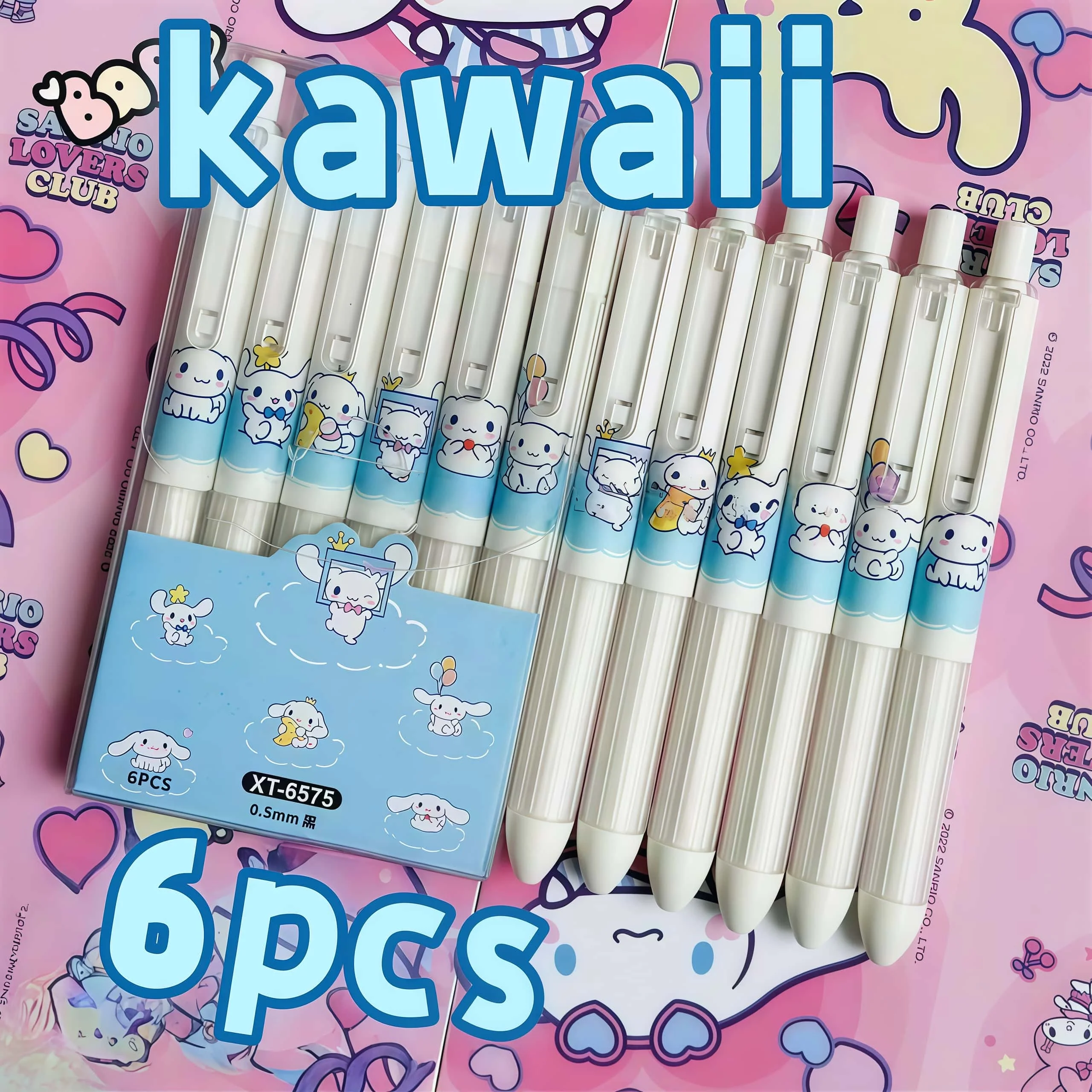 6Pcs Sanrio Cinnamoroll Kawaii Gel Pen Set, 0.5mm Black Ink Cute Retractable Pens for School, Office & Journaling
6Pcs Sanrio Cinnamoroll Kawaii Gel Pen Set, 0.5mm Black Ink Cute Retractable Pens for School, Office & Journaling