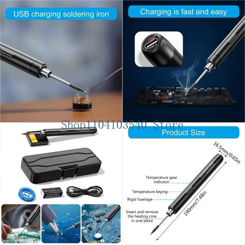 02DC Cordless USB Rechargeable Portable Soldering Iron, 300-450℃ Temperature Adjustable,Soldering Iron for Phone Repair
02DC Cordless USB Rechargeable Portable Soldering Iron, 300-450℃ Temperature Adjustable,Soldering Iron for Phone Repair