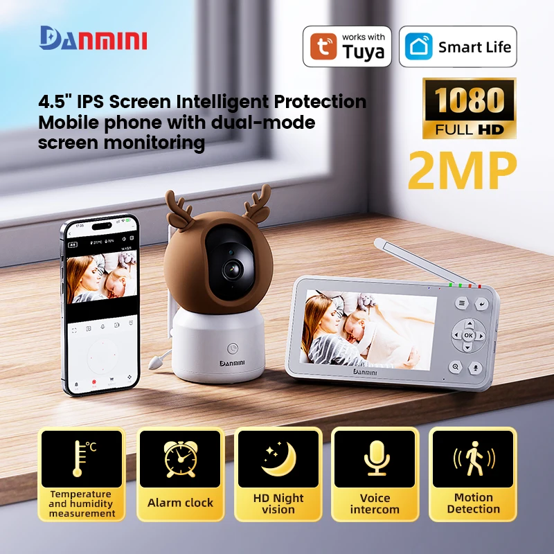 Wireless 4.5'' Two-Way Audio Baby Monitor Tuya Smart IP Camera Night Vision VOX Wake-Up USB Charging TF Card Security Babysitter
Wireless 4.5'' Two-Way Audio Baby Monitor Tuya Smart IP Camera Night Vision VOX Wake-Up USB Charging TF Card Security Babysitter