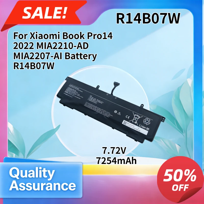 R14B07W 7254mAh 15.2V High Quality Laptop Battery Compatible with Xiaomi Book Pro 14 2022 MIA2210-AD MIA2207-AI
R14B07W 7254mAh 15.2V High Quality Laptop Battery Compatible with Xiaomi Book Pro 14 2022 MIA2210-AD MIA2207-AI