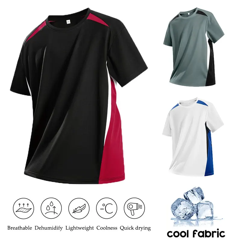 Men's Ice Sports Short Sleeves Outdoor Running Fitness Color Matching Short Sleeves Men Gym Training Moisture Wicking T-Shirt
Men's Ice Sports Short Sleeves Outdoor Running Fitness Color Matching Short Sleeves Men Gym Training Moisture Wicking T-Shirt