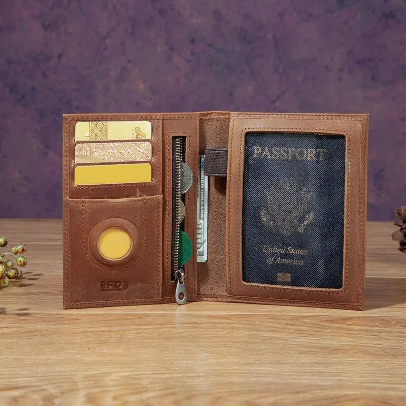 Fashionable Unisex Mad Leather Passport Holder Multi-Functional RFID Wallet Document Organizer Travel Accessory
Fashionable Unisex Mad Leather Passport Holder Multi-Functional RFID Wallet Document Organizer Travel Accessory