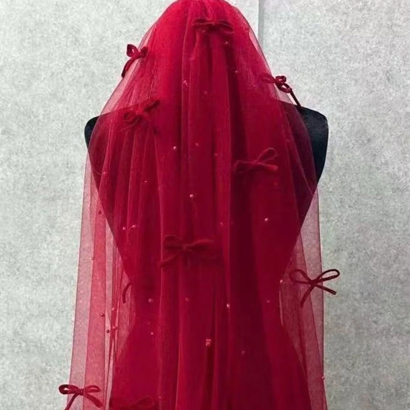 Wine Red Beads Bow Short Bridal Veil Two Layers Short Veils With Comb For Wedding Engagement Photo Style Cosplay Real Photo
Wine Red Beads Bow Short Bridal Veil Two Layers Short Veils With Comb For Wedding Engagement Photo Style Cosplay Real Photo