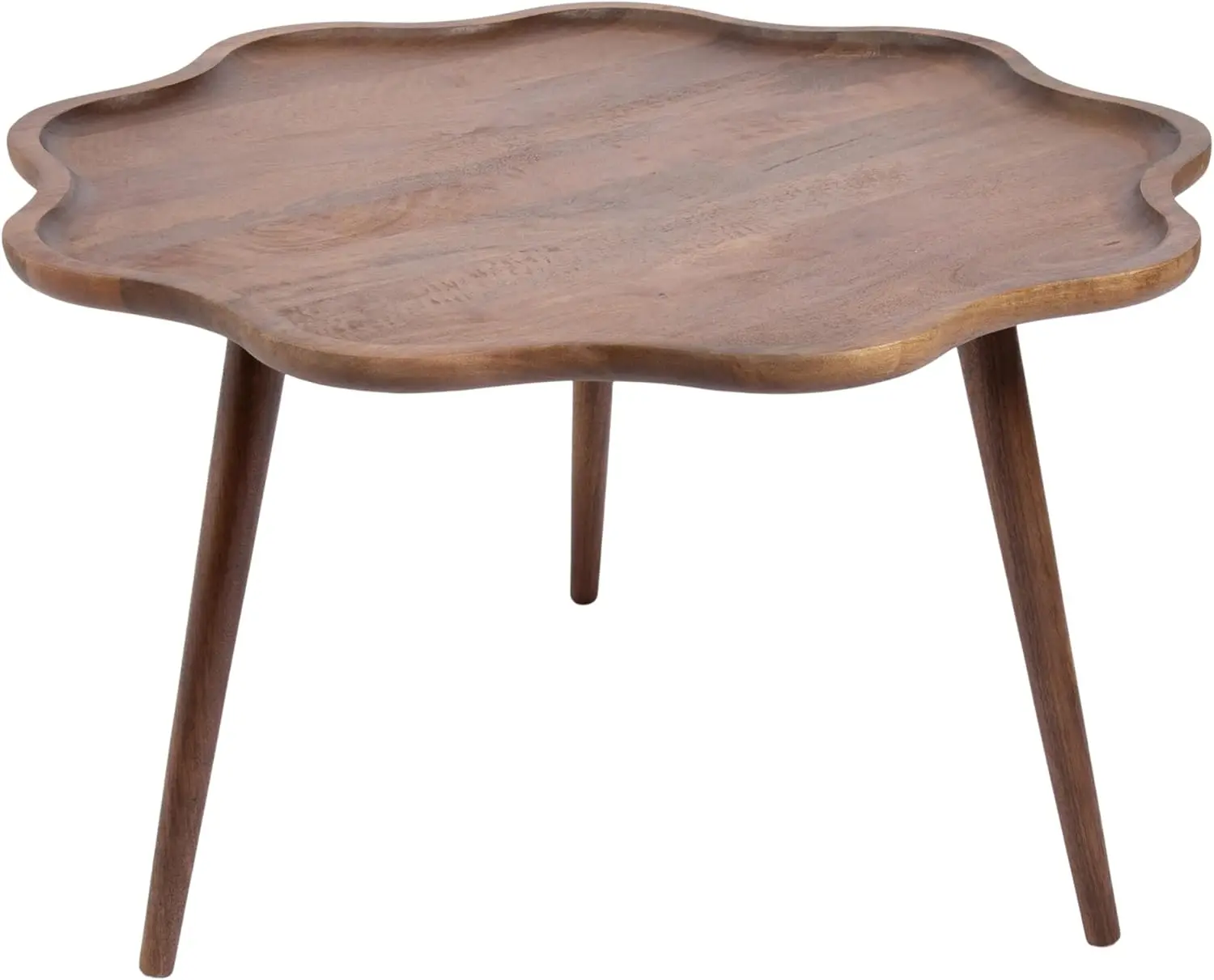 Современный волнистый круглый журнальный столик, 30x30x18 дюймов, ореховый коричневый, массив дерева манго с коническими ножками для гостиной
Современный волнистый круглый журнальный столик, 30x30x18 дюймов, ореховый коричневый, массив дерева манго с коническими ножками для гостиной