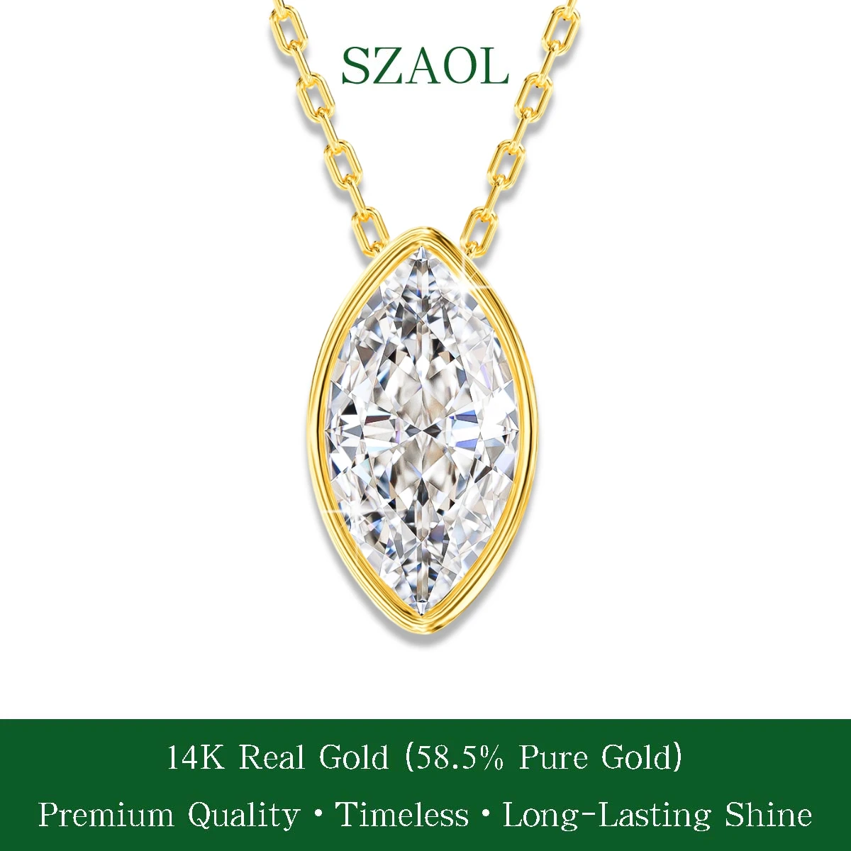 Real 14K Gold Pandent 1CT 2CT D Color Moissanite Marquise Cut Lab Diamond Necklace For Women Chains Party Bridal Fine Jewelry
Real 14K Gold Pandent 1CT 2CT D Color Moissanite Marquise Cut Lab Diamond Necklace For Women Chains Party Bridal Fine Jewelry