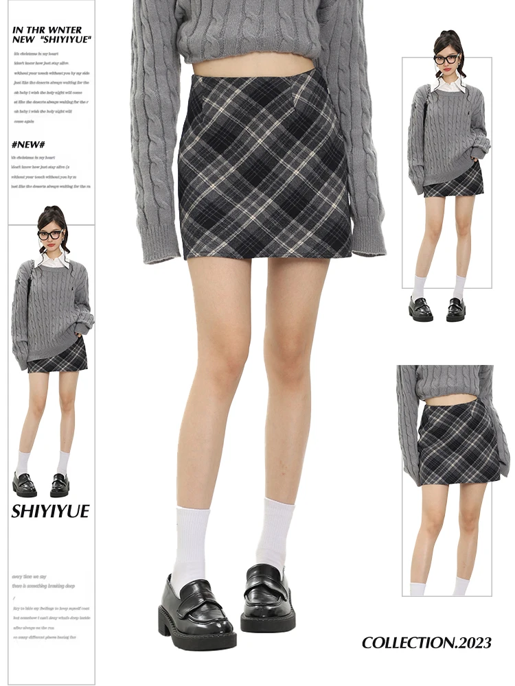 High Waist A-Line Skirt for Women in Black And Blue Plaid Woolen Material Spring Autumn Seasonal Short Skirt
High Waist A-Line Skirt for Women in Black And Blue Plaid Woolen Material Spring Autumn Seasonal Short Skirt