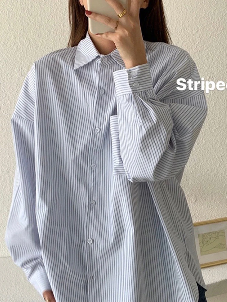 Loose Blue Striped Shirt Jacket Women's Long Sleeve Spring Middle Length Top French Style Breathable Skin-friendly
Loose Blue Striped Shirt Jacket Women's Long Sleeve Spring Middle Length Top French Style Breathable Skin-friendly