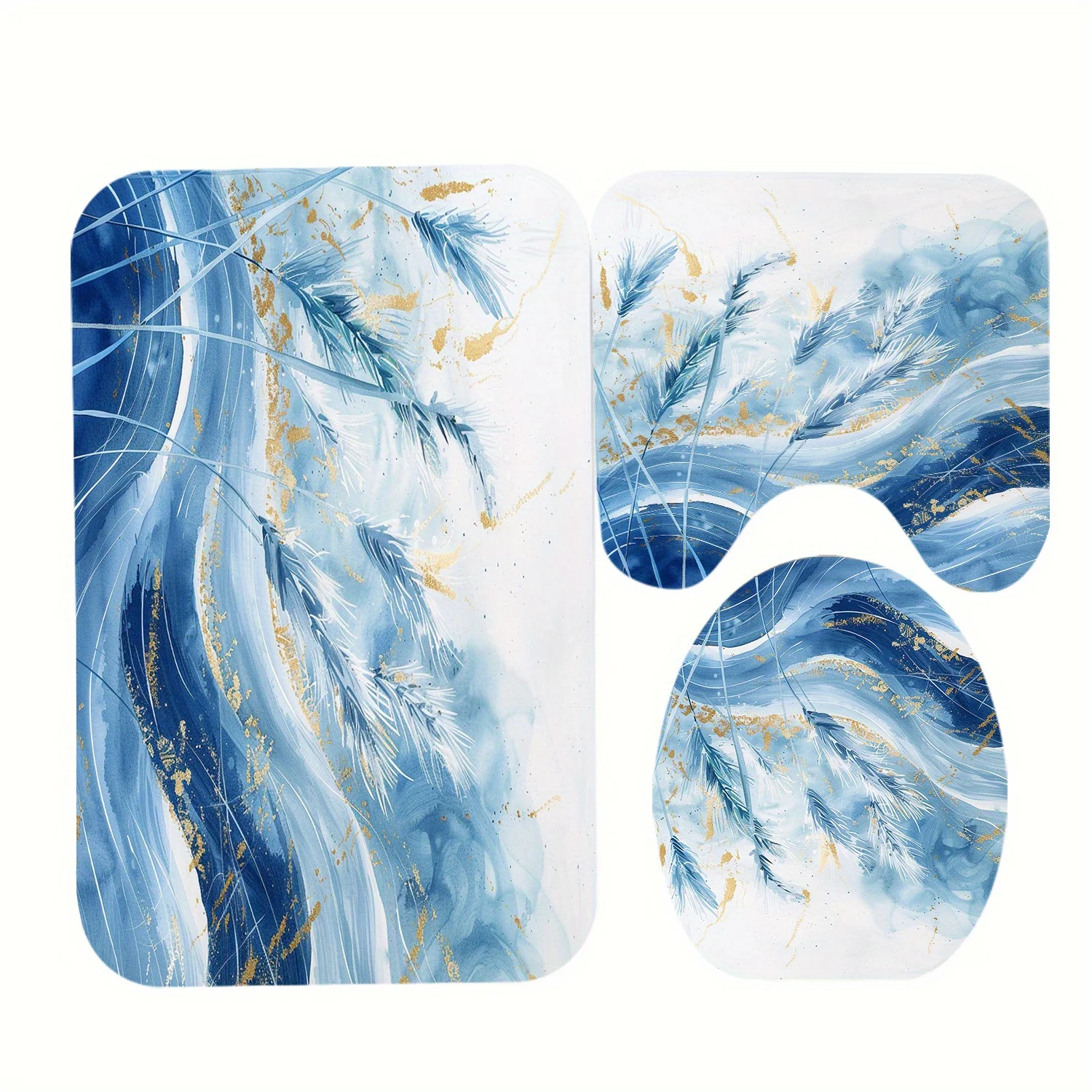 3 шт. унитаз с принтом синей травы — полиэстеровый коврик для ванной комнаты, нескользящий коврик для ванной, U-образная крышка для унитаза и накладка на крышку, декор для ванной комнаты
3 шт. унитаз с принтом синей травы — полиэстеровый коврик для ванной комнаты, нескользящий коврик для ванной, U-образная крышка для унитаза и накладка на крышку, декор для ванной комнаты