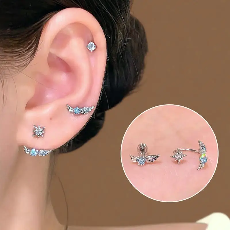 1 шт. Роскошная изысканная серьга-гвоздик с цирконами в форме звезды и крыла для женщин, в стиле Y2K панк, украшение для тела, подарок
1 шт. Роскошная изысканная серьга-гвоздик с цирконами в форме звезды и крыла для женщин, в стиле Y2K панк, украшение для тела, подарок