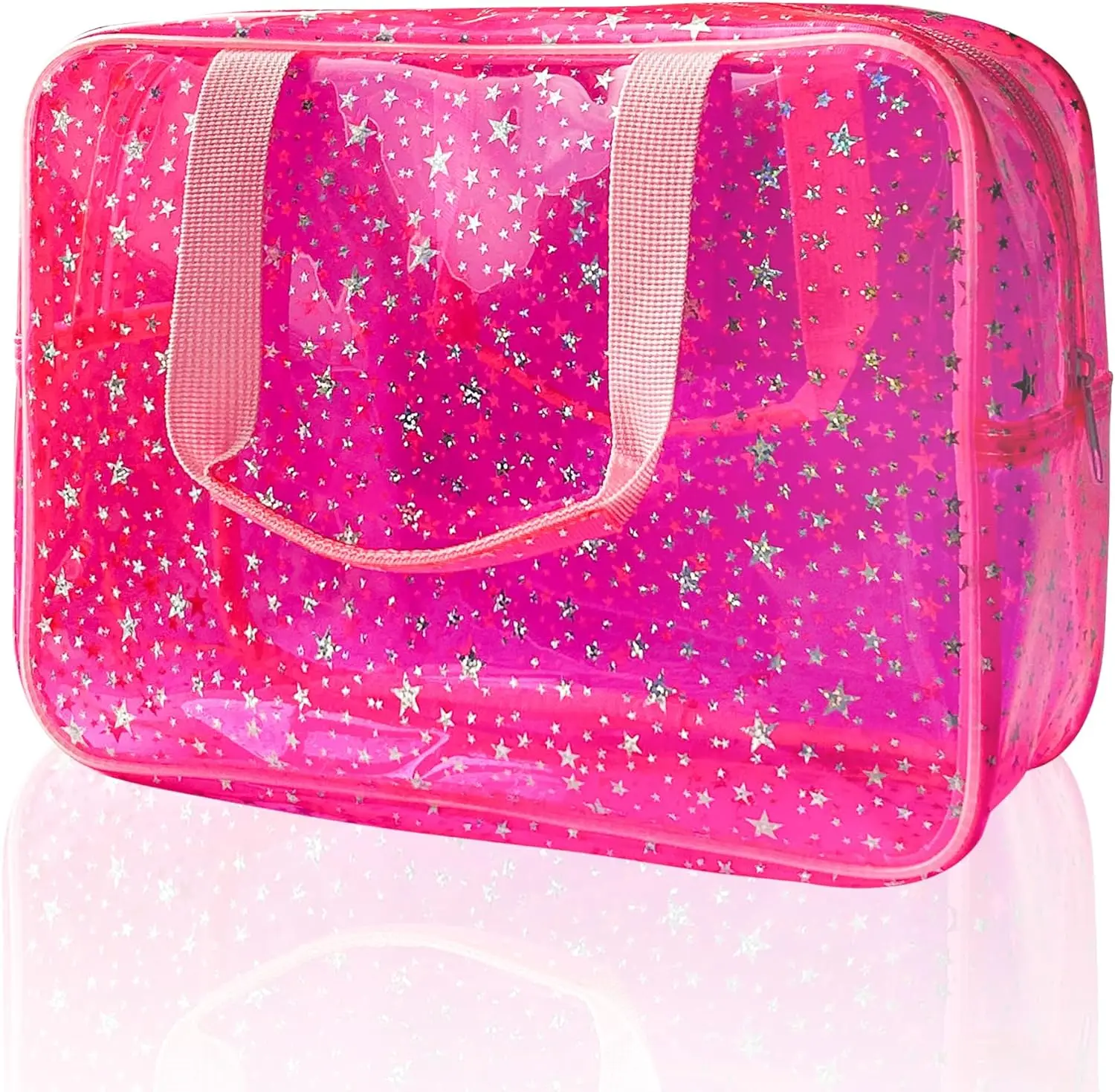 Large Pink Star Cosmetic Bag 12x5x8in Travel Pouch with Handle, Durable PVC, Zipper
Large Pink Star Cosmetic Bag 12x5x8in Travel Pouch with Handle, Durable PVC, Zipper