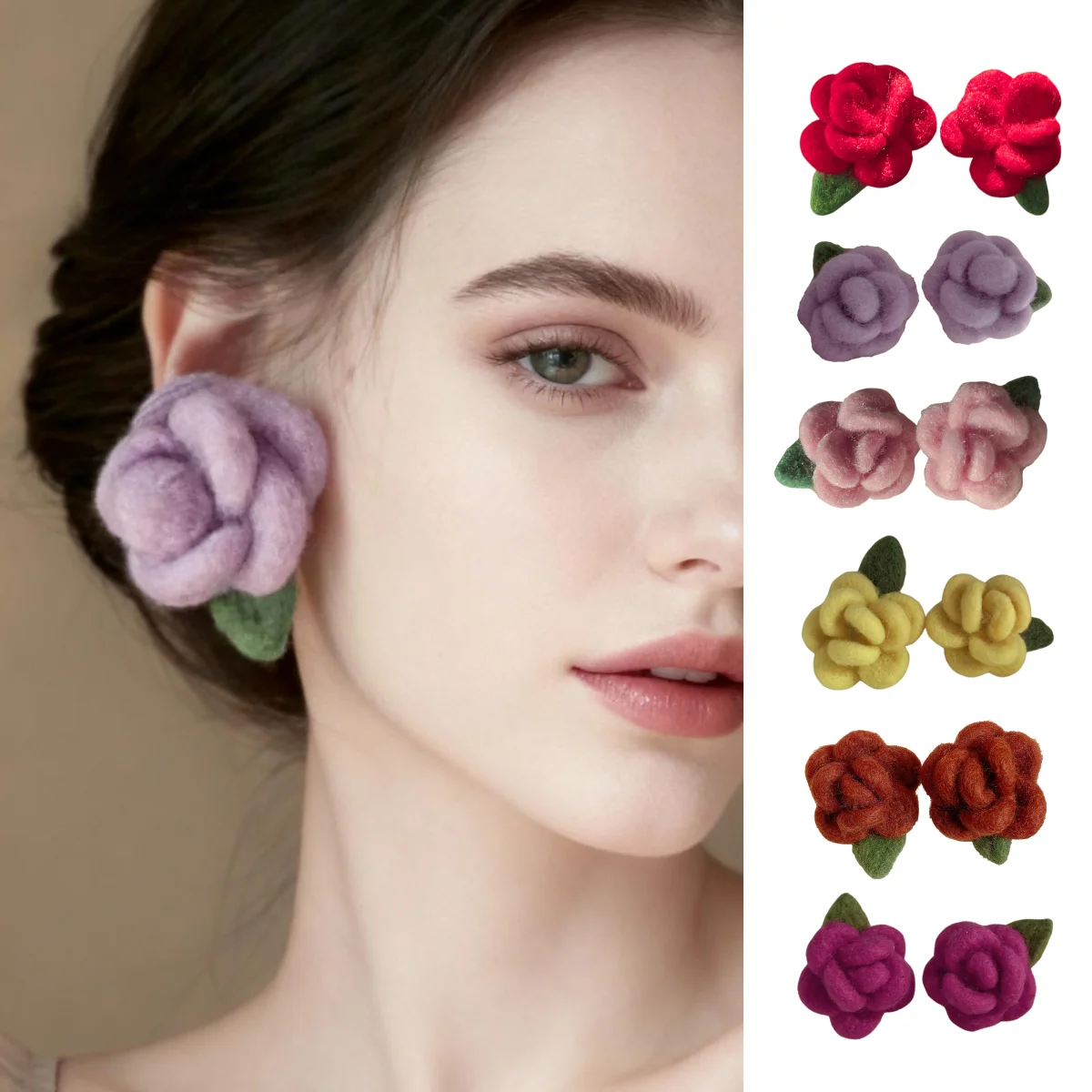 Flocked Flower Silver Stud Earrings Colorful Rose Sweet Luxury-Chic Versatile Earrings Designer-Style Ear Accessories
Flocked Flower Silver Stud Earrings Colorful Rose Sweet Luxury-Chic Versatile Earrings Designer-Style Ear Accessories