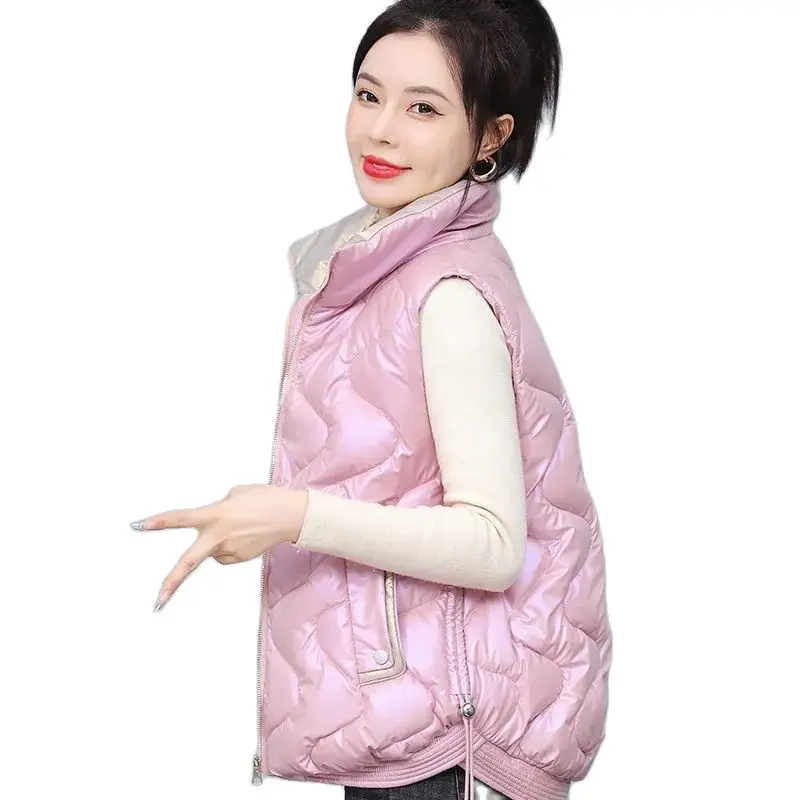 Fashion Autumn Winter Glossy Stand Collar Women Down Cotton Vest New Korean Version Loose Coat Ladies Short Pocket Vest Tops
Fashion Autumn Winter Glossy Stand Collar Women Down Cotton Vest New Korean Version Loose Coat Ladies Short Pocket Vest Tops