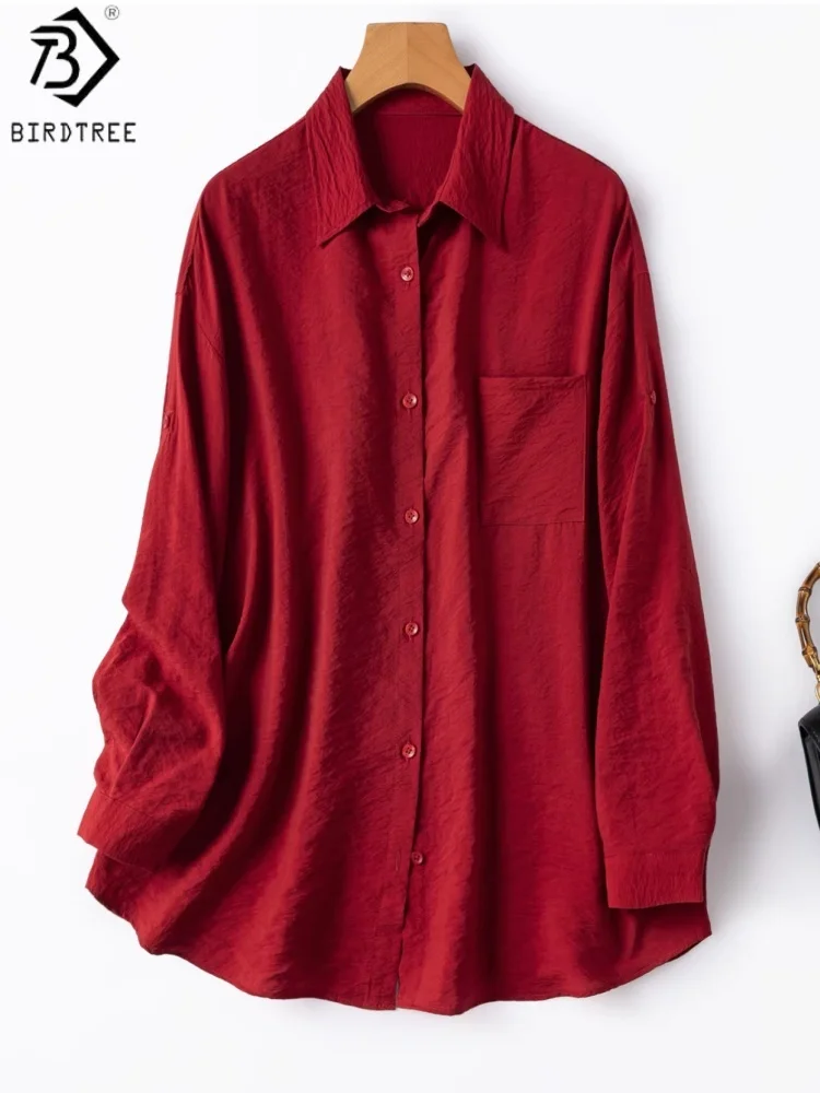 Birdtree, 76% Silk 24% Nylon Blouse, Lapel Full Sleeve Tops, Women's Dry Silk Shirt, Single Breasted, 2026 Spring New T63703JF
Birdtree, 76% Silk 24% Nylon Blouse, Lapel Full Sleeve Tops, Women's Dry Silk Shirt, Single Breasted, 2026 Spring New T63703JF