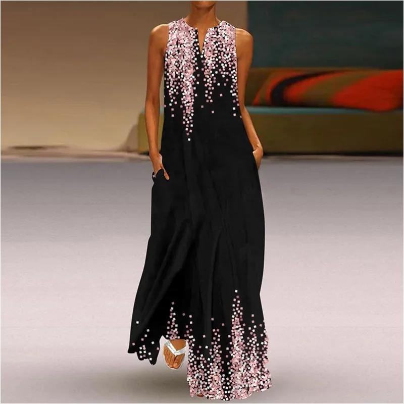 Summer New Printed Sexy Women's Fashion Long Skirt Fashionable Loose and Comfortable Sleeveless V-neck Dress for Women Commuting
Summer New Printed Sexy Women's Fashion Long Skirt Fashionable Loose and Comfortable Sleeveless V-neck Dress for Women Commuting