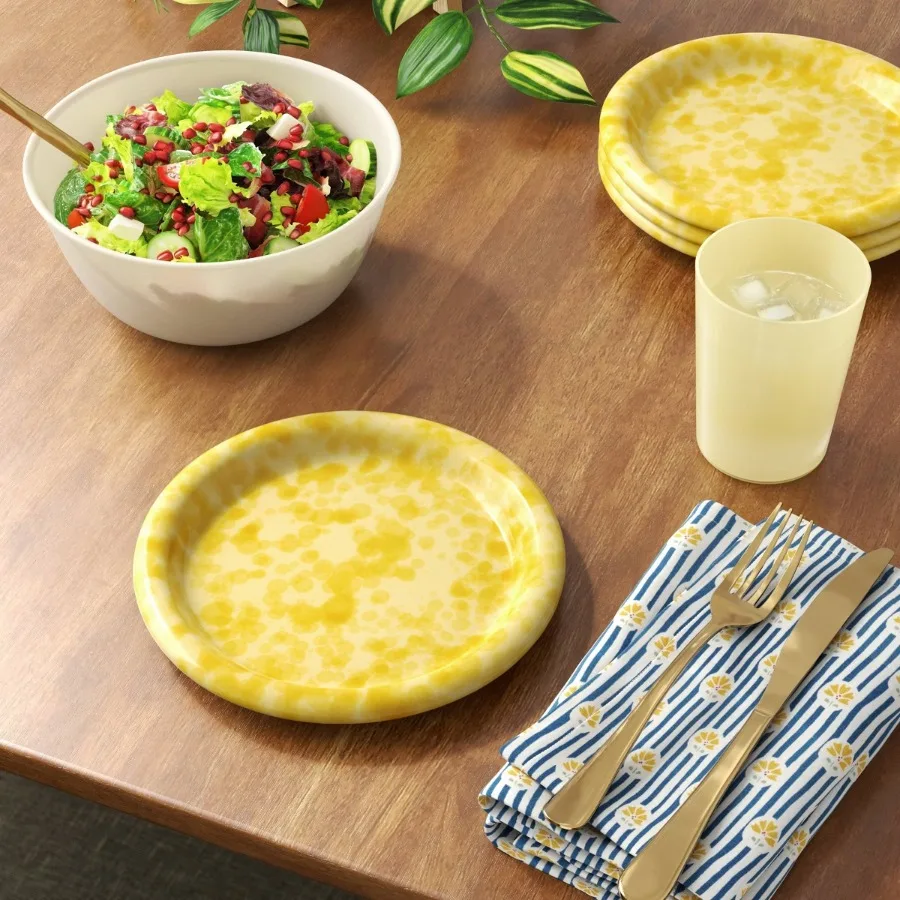 8.5" Stoneware Round Rim Salad Plate Yellow Splatter
8.5" Stoneware Round Rim Salad Plate Yellow Splatter