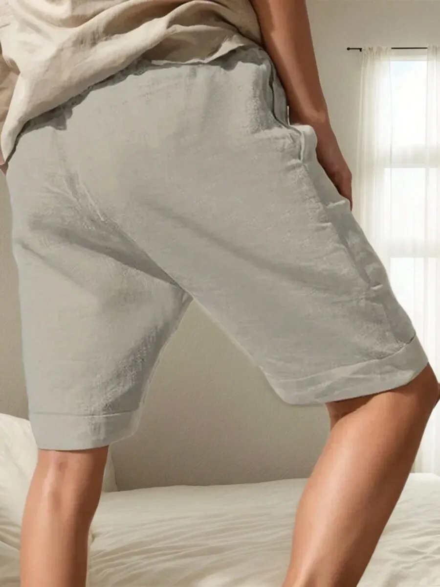 Mens Cotton Linen Casual Elastic Waist Drawstring Shorts
Mens Cotton Linen Casual Elastic Waist Drawstring Shorts