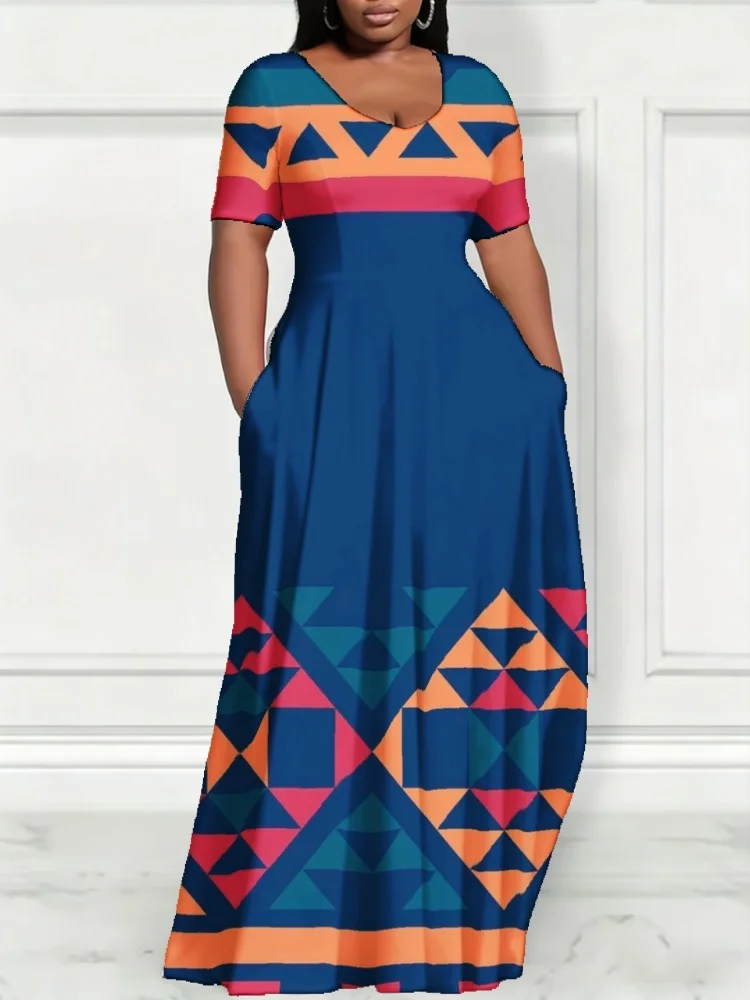 Fashion Summer Long Maxi Dresses Streetwear American Style Chic Plus Size Women Sundress Vintage O-neck Short Sleeve Robes
Fashion Summer Long Maxi Dresses Streetwear American Style Chic Plus Size Women Sundress Vintage O-neck Short Sleeve Robes
