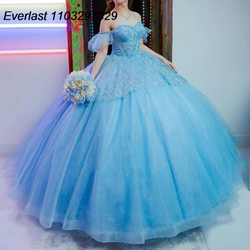 EVLAST блестящее синее платье для Quinceanera бальное платье с блестками Кружевная аппликация из бисера Кристаллы Многоярусное милое 16 Vestido De 15 лет TQD510
EVLAST блестящее синее платье для Quinceanera бальное платье с блестками Кружевная аппликация из бисера Кристаллы Многоярусное милое 16 Vestido De 15 лет TQD510