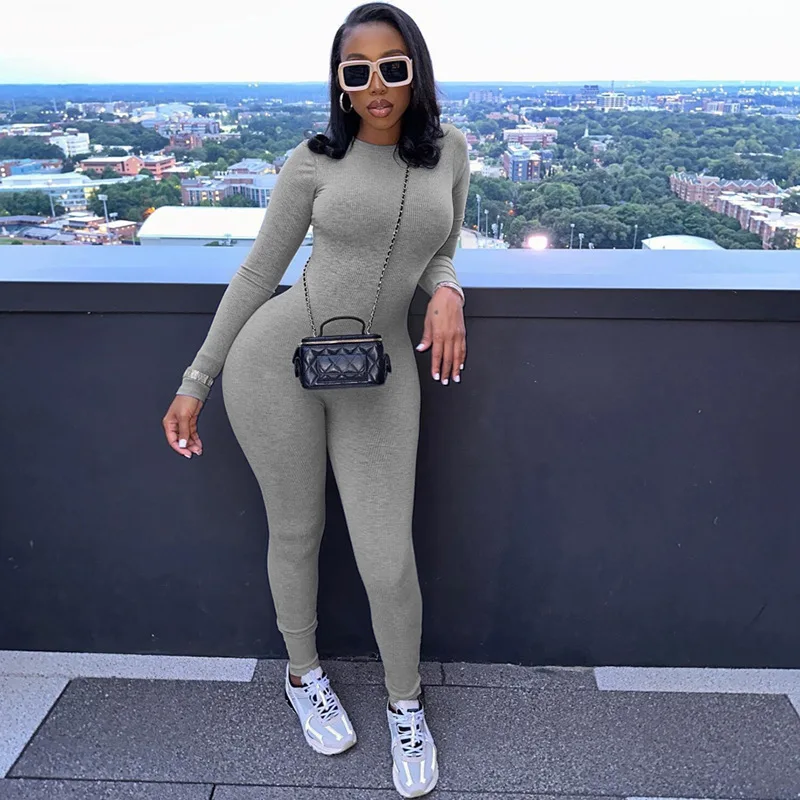 Women's High Waist Knit Sporty Jumpsuit Lounge Wear O Neck Long Sleeve Pencil Pants Skinny Black Grey Overalls Romper One Piece
Women's High Waist Knit Sporty Jumpsuit Lounge Wear O Neck Long Sleeve Pencil Pants Skinny Black Grey Overalls Romper One Piece