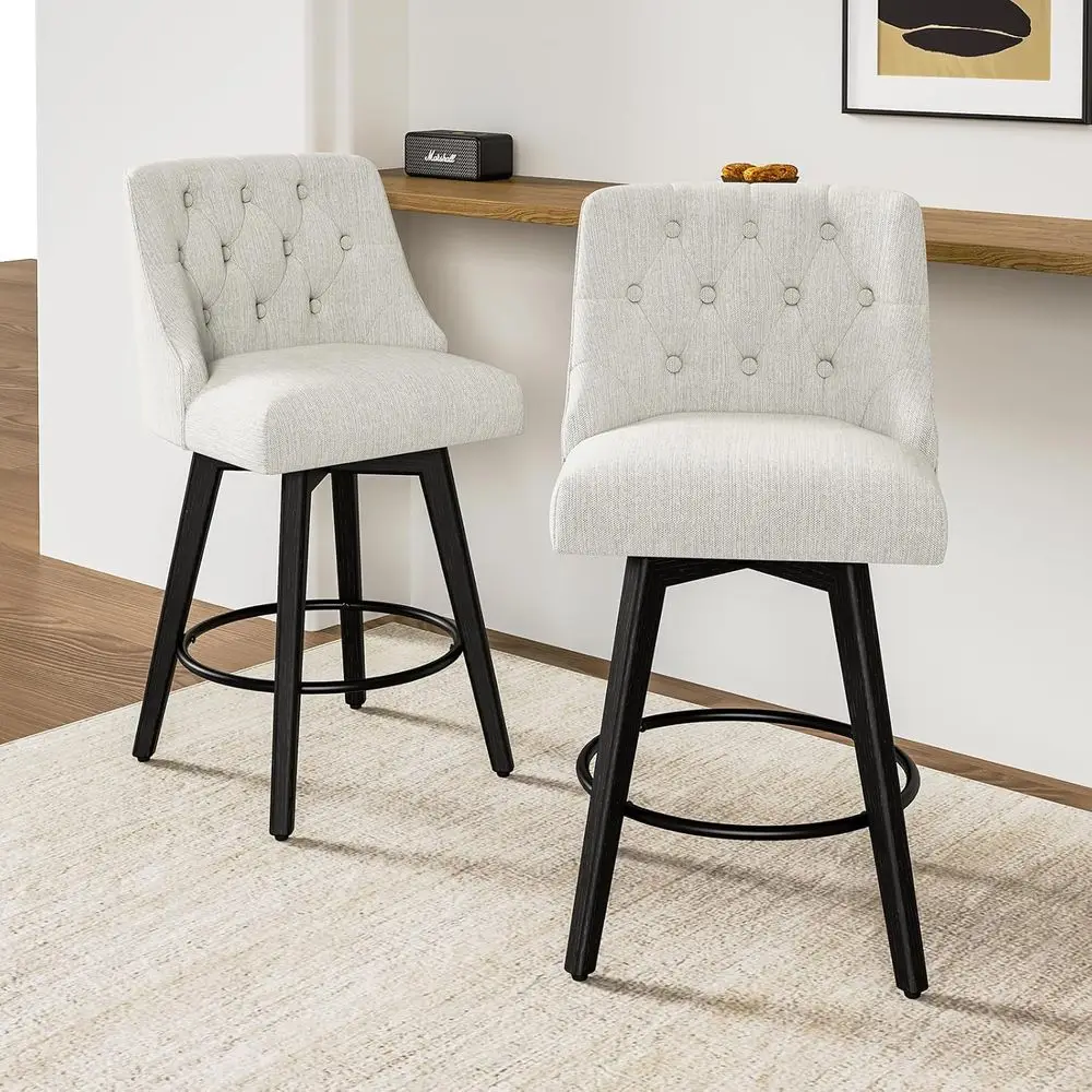 Set of 2 Swivel Bar Stools, 26.8 High with Footrest, Linen Upholstery, Back Support, Solid Wood Legs, Suitable for Kitchen Islan
Set of 2 Swivel Bar Stools, 26.8 High with Footrest, Linen Upholstery, Back Support, Solid Wood Legs, Suitable for Kitchen Islan